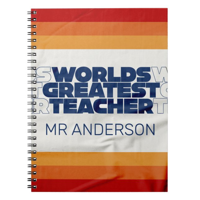 Retro teacher modern blue red stylish  notebook (Front)