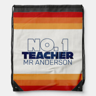 Retro teacher modern blue red stylish tote bag
