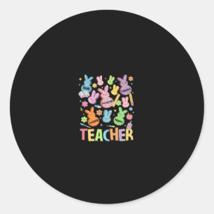 Retro Teacher Of Sweet Bunny Apparel Cute Teacher Classic Round Sticker
