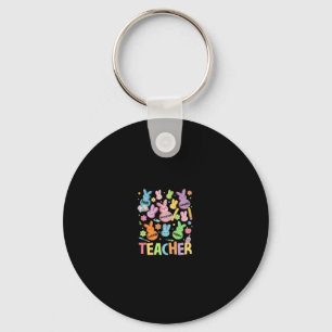 Retro Teacher Of Sweet Bunny Apparel Cute Teacher Key Ring
