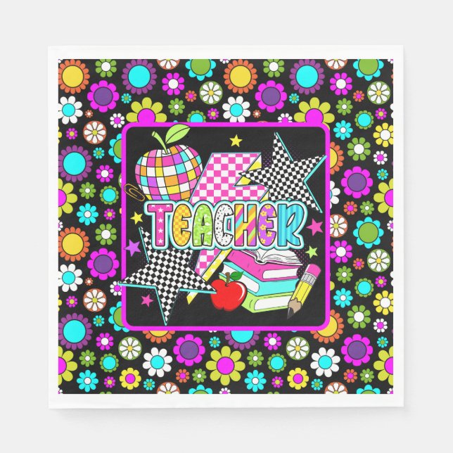 Retro Teacher Paper Dinner Napkins (Front)