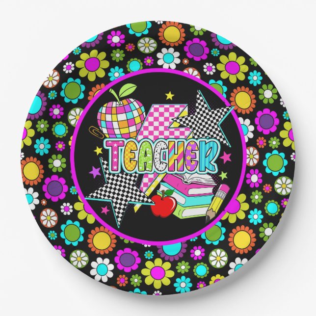 Retro Teacher  Paper Plate (Front)