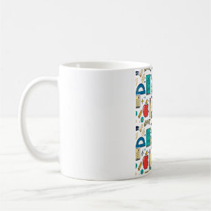 Retro Teacher School Supplies Pattern Coffee Mug
