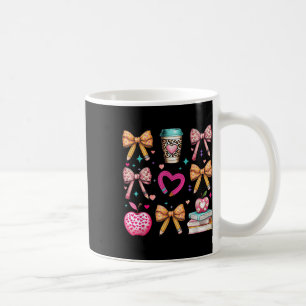 Retro Teacher Valentine Heart Coquette Teacher Bow Coffee Mug