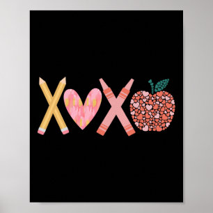 Retro Teacher Valentine Xoxo Teacher Heart Valenti Poster