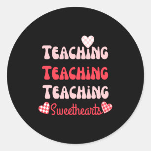 Retro Teacher Valentines Day 2023 Teaching Sweethe Classic Round Sticker