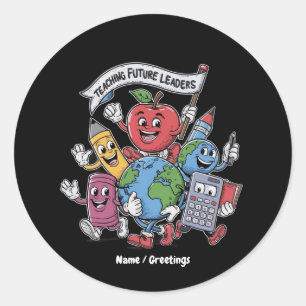 Retro Teaching Future Leaders Back to School Classic Round Sticker