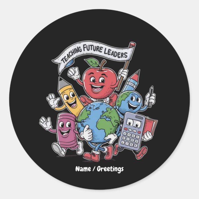 Retro Teaching Future Leaders Back to School  Classic Round Sticker (Front)