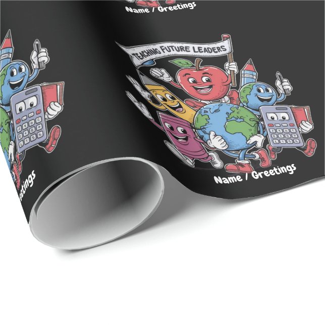 Retro Teaching Future Leaders Back to School  Wrapping Paper (Roll Corner)