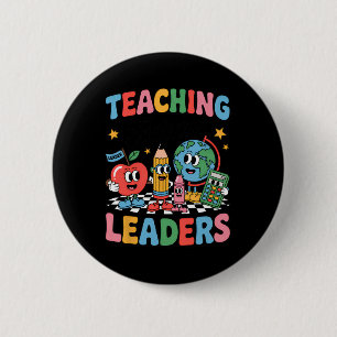 Retro Teaching Future Leaders Groovy Teacher Back 6 Cm Round Badge