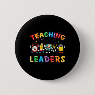 Retro Teaching Future Leaders Groovy Teacher Back 6 Cm Round Badge