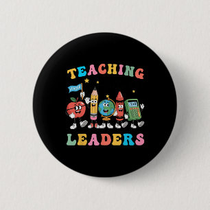 Retro Teaching Future Leaders Groovy Teacher Back 6 Cm Round Badge