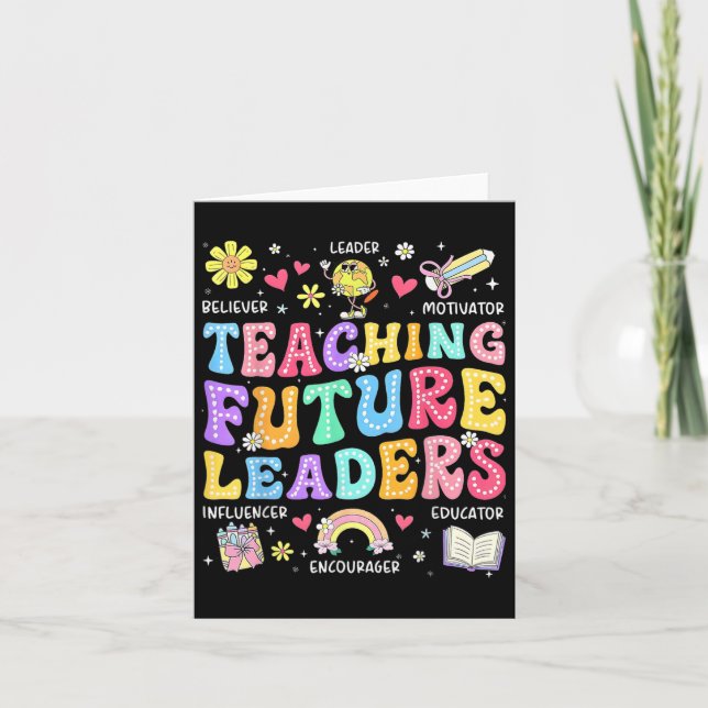 Retro Teaching Future Leaders Groovy Teacher Back  Card (Front)