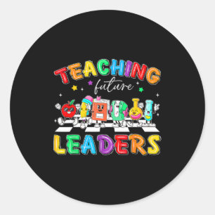 Retro Teaching Future Leaders Groovy Teacher Back Classic Round Sticker