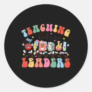 Retro Teaching Future Leaders Groovy Teacher Back Classic Round Sticker