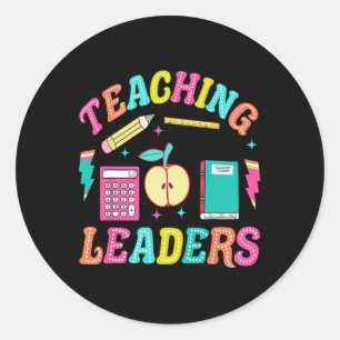 Retro Teaching Future Leaders Groovy Teacher Back Classic Round Sticker