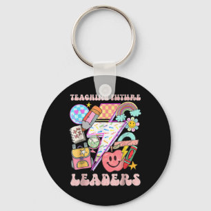 Retro Teaching Future Leaders Groovy Teacher Back Key Ring