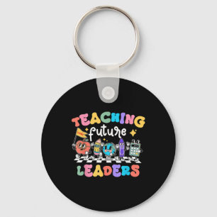 Retro Teaching Future Leaders Groovy Teacher Back Key Ring