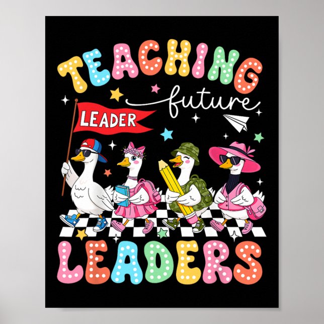 Retro Teaching Future Leaders Groovy Teacher Back  Poster (Front)