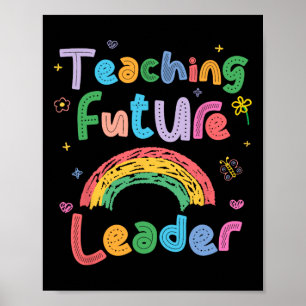 Retro Teaching Future Leaders Groovy Teacher Back  Poster