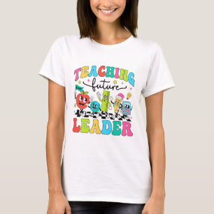Retro Teaching Future Leaders Groovy Teacher Back T-Shirt