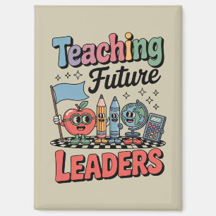 Retro Teaching Future Leaders Groovy Teacher Magnet