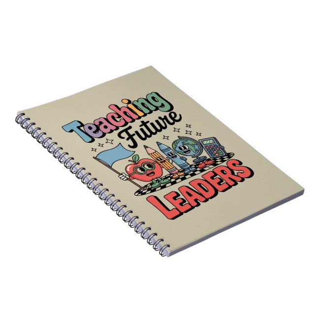 Retro Teaching Future Leaders Groovy Teacher Notebook (Right Side)