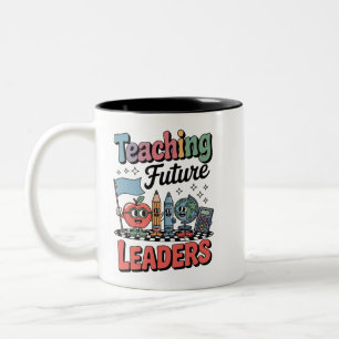 Retro Teaching Future Leaders Groovy Teacher Two-Tone Coffee Mug