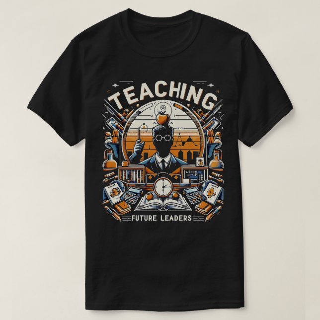 Retro Teaching Future Leaders Teacher Back To Scho T-Shirt (Design Front)