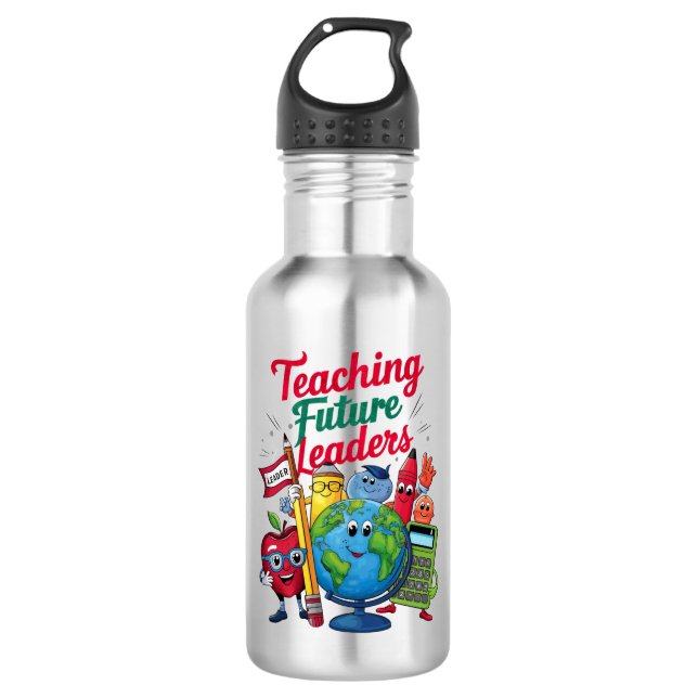Retro Teaching Future Leaders Teacher School  532 Ml Water Bottle (Front)