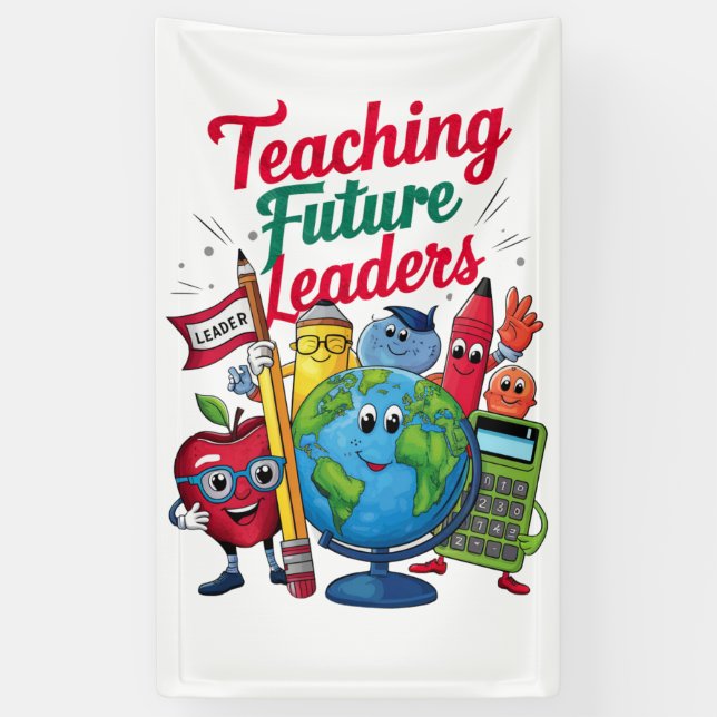 Retro Teaching Future Leaders Teacher School  Banner (Vertical)