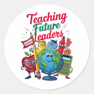 Retro Teaching Future Leaders Teacher School Classic Round Sticker