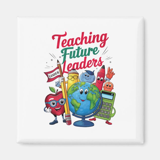 Retro Teaching Future Leaders Teacher School  Magnet (Front)