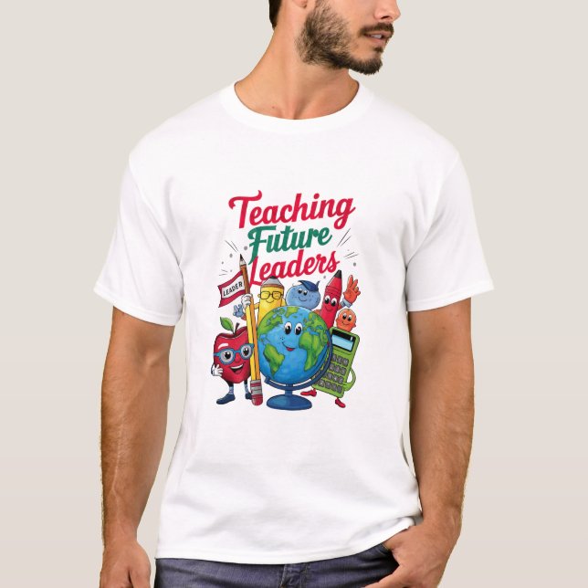 Retro Teaching Future Leaders Teacher School  T-Shirt (Front)