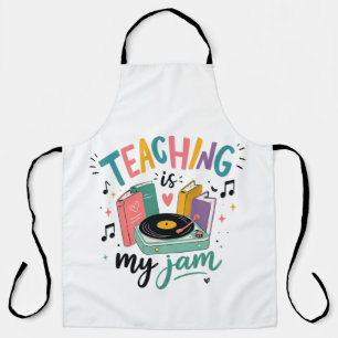 Retro Teaching Is My Jam Vinyl Record Teacher Apron