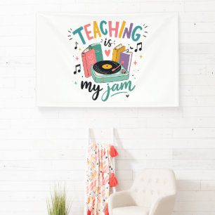 Retro Teaching Is My Jam Vinyl Record Teacher Banner