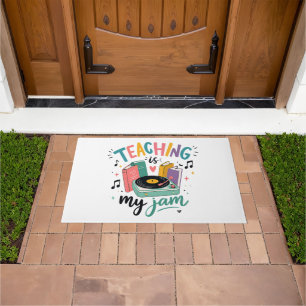 Retro Teaching Is My Jam Vinyl Record Teacher Doormat
