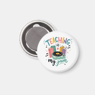 Retro Teaching Is My Jam Vinyl Record Teacher Magnet