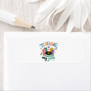 Retro Teaching Is My Jam Vinyl Record Teacher Return Address Label