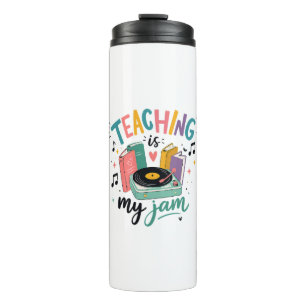 Retro Teaching Is My Jam Vinyl Record Teacher Thermal Tumbler
