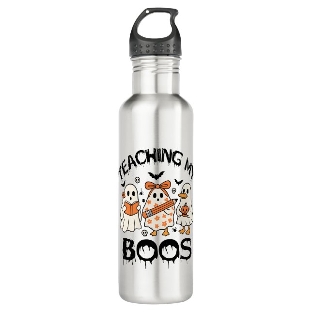 Retro Teaching My Boos Halloween 710 Ml Water Bottle (Front)