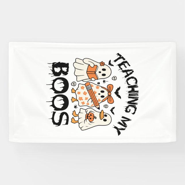 Retro Teaching My Boos Halloween Banner (Horizontal)