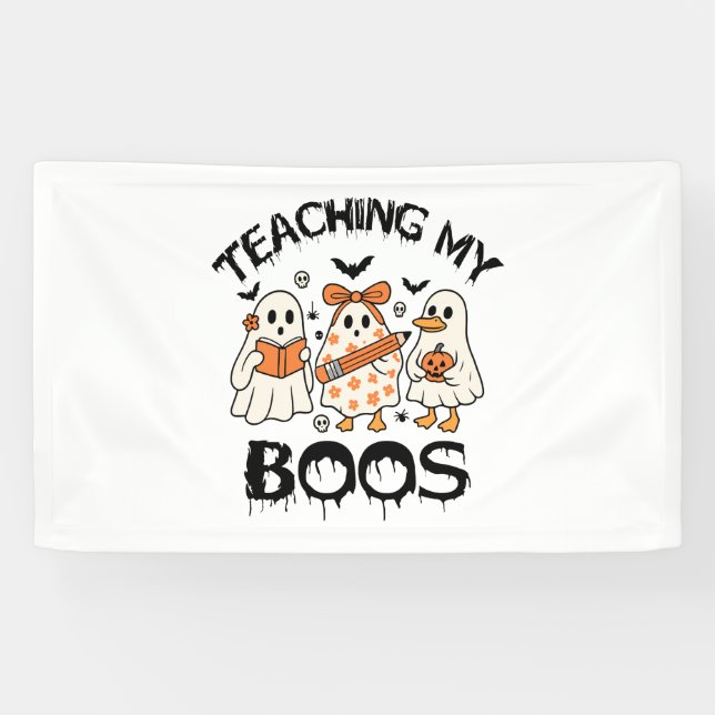 Retro Teaching My Boos Halloween Banner (Horizontal)