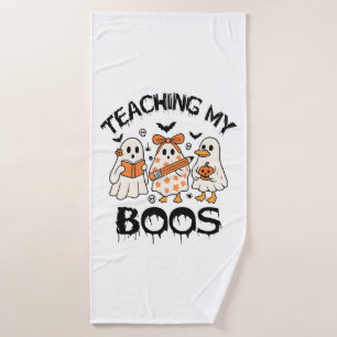 Retro Teaching My Boos Halloween Bath Towel
