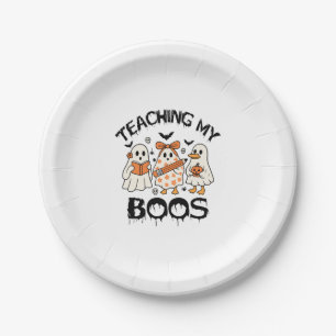 Retro Teaching My Boos Halloween Paper Plate
