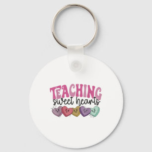 Retro Teaching Sweethearts Candy Heart Teacher Val Key Ring