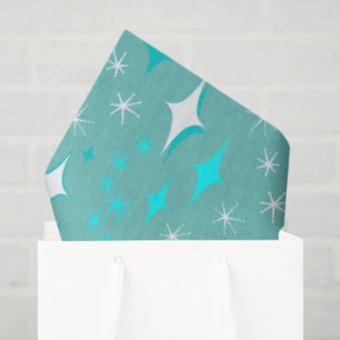 Retro Teal and White Star Pattern Tissue Paper