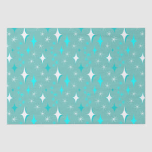 Retro Teal and White Star Pattern Tissue Paper