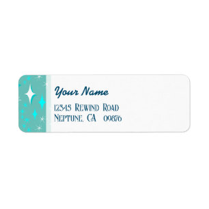 Retro Teal and White Stars Editable Return Address Label