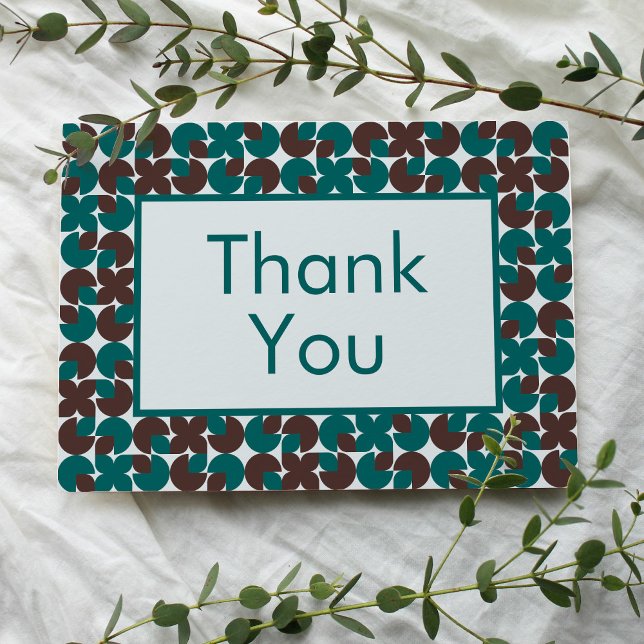 Retro Teal & Brown Shells with Teal Thank You Card (Creator Uploaded)